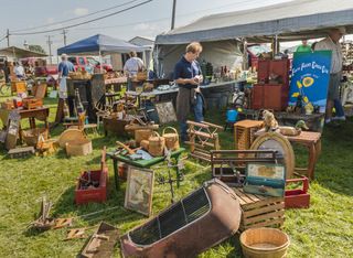 Antiques and Primitives for sale under tents at the annual Shipshewana Antique Market