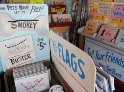 Hnad-lettered Sign Display by George the Sign Painter at Shipshewana Flea Market