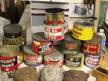 Vintage Coffee Cans at Shipshewana Auction September 28, 2016