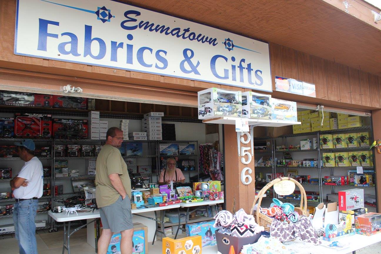 Emmatown fabric and gifts drones at Shipshewana Flea Market